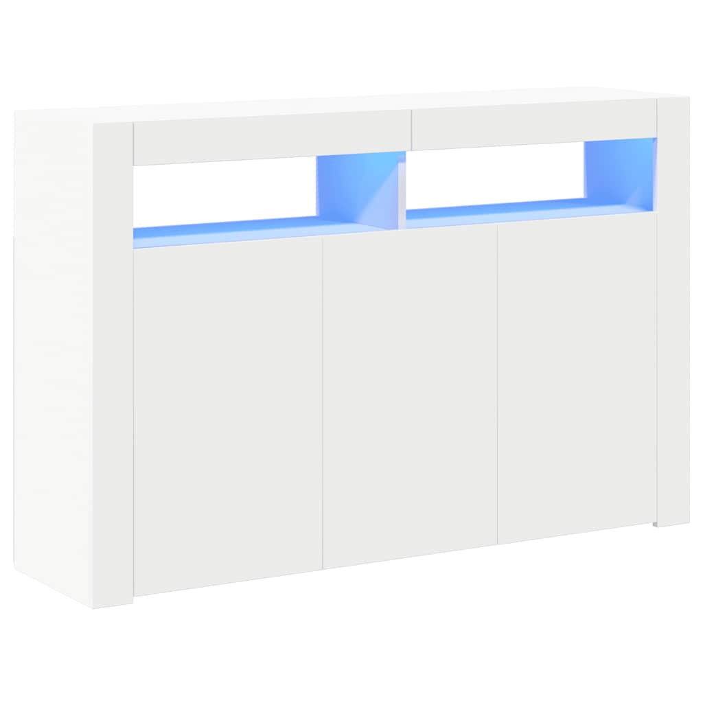 Sideboard with LED Lights White 115.5x30x75 cm