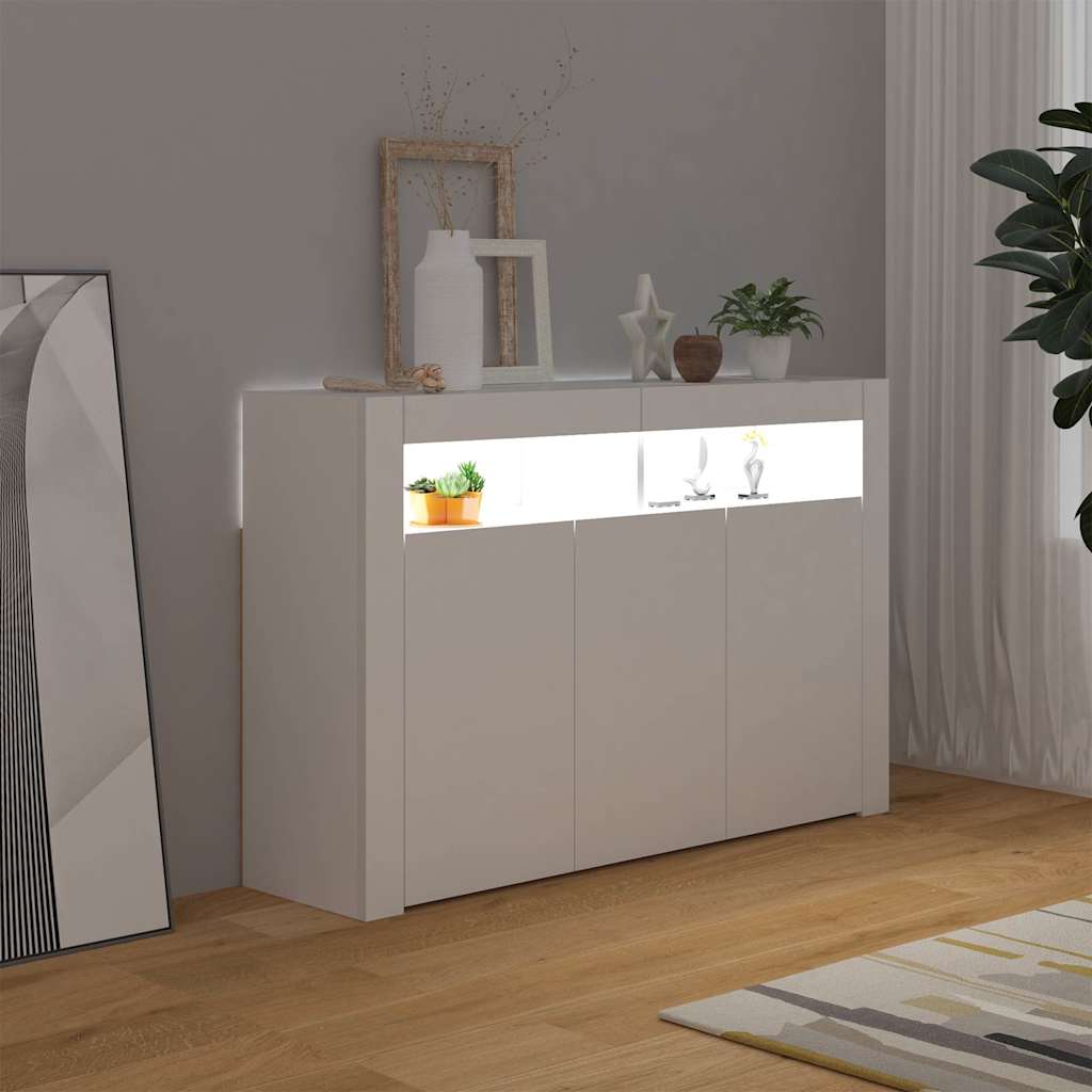 Sideboard with LED Lights White 115.5x30x75 cm