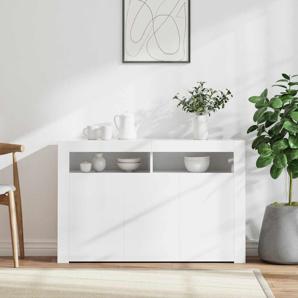 Sideboard with LED Lights White 115.5x30x75 cm