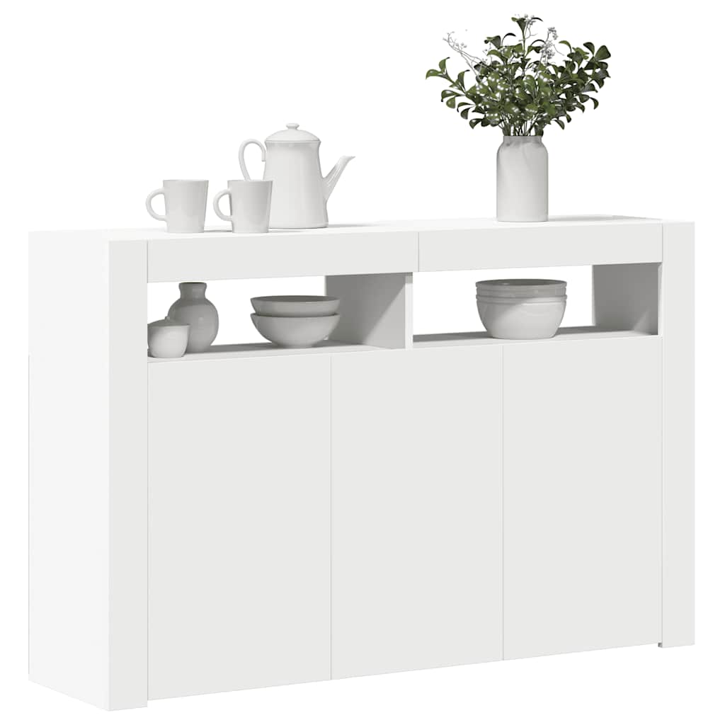 Sideboard with LED Lights White 115.5x30x75 cm