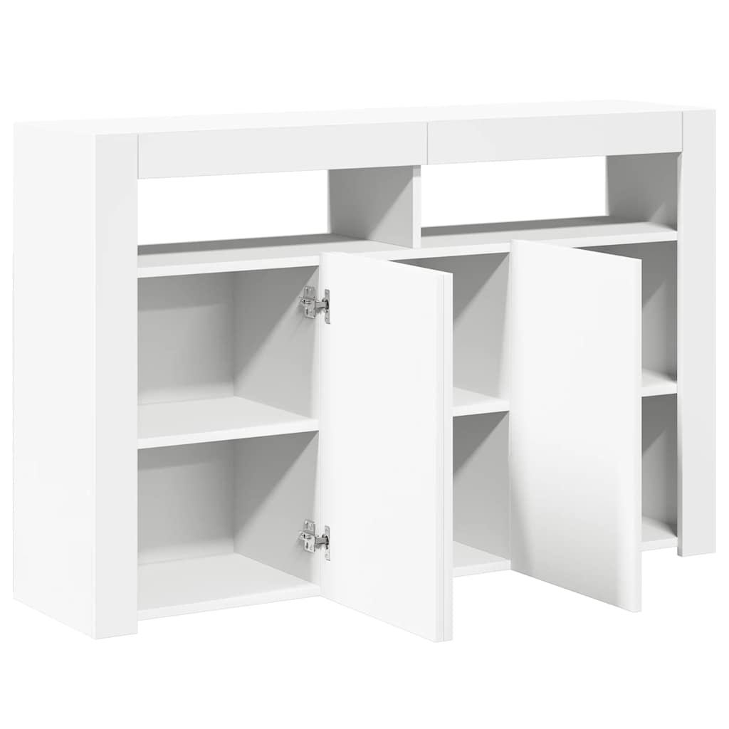 Sideboard with LED Lights White 115.5x30x75 cm