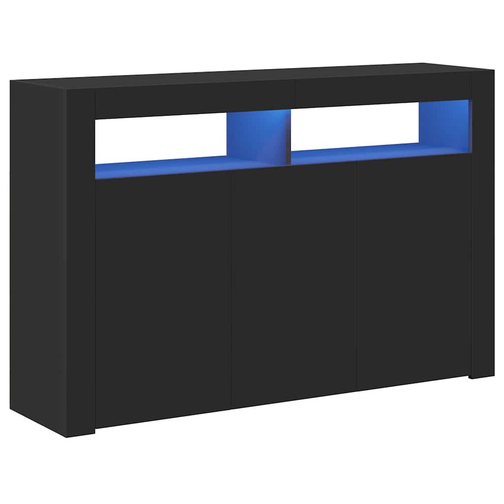 Sideboard with LED Lights Black 115.5x30x75 cm