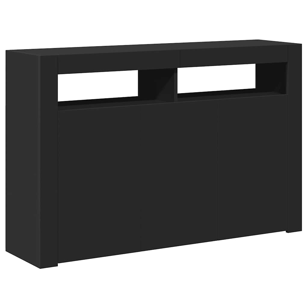 Sideboard with LED Lights Black 115.5x30x75 cm