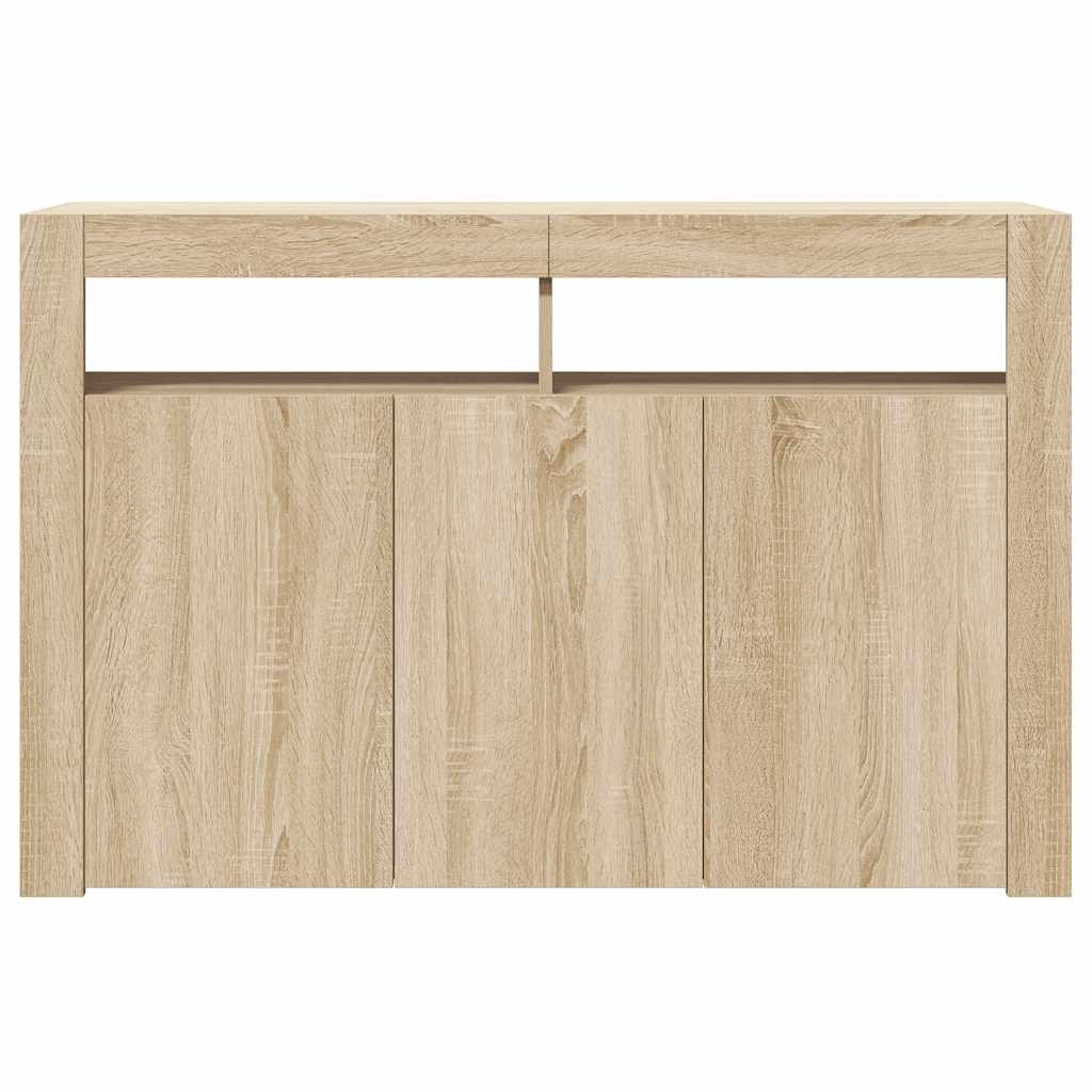 Sideboard with LED Lights Sonoma Oak 115.5x30x75 cm