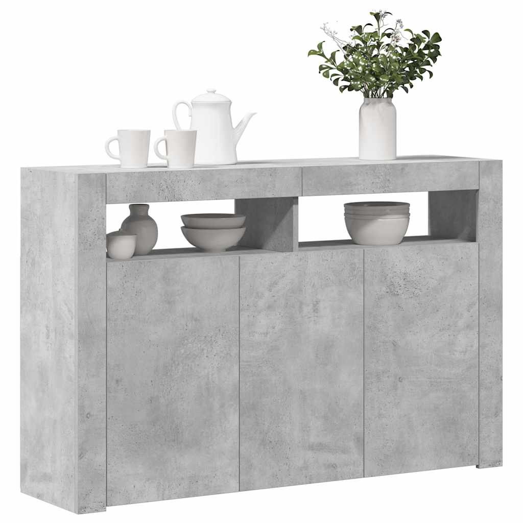 Sideboard with LED Lights Concrete Grey 116x30x75 cm
