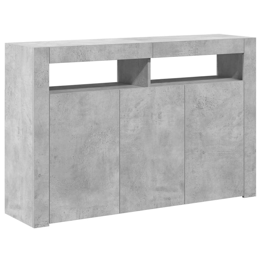 Sideboard with LED Lights Concrete Grey 116x30x75 cm