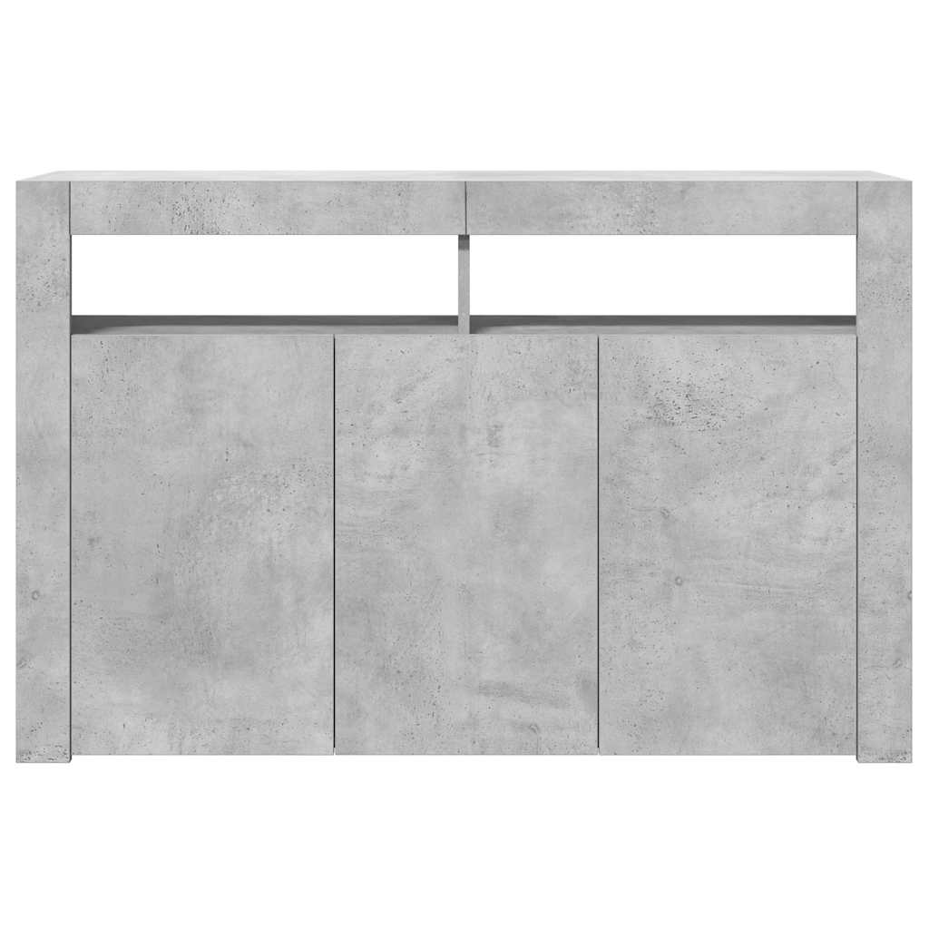 Sideboard with LED Lights Concrete Grey 116x30x75 cm