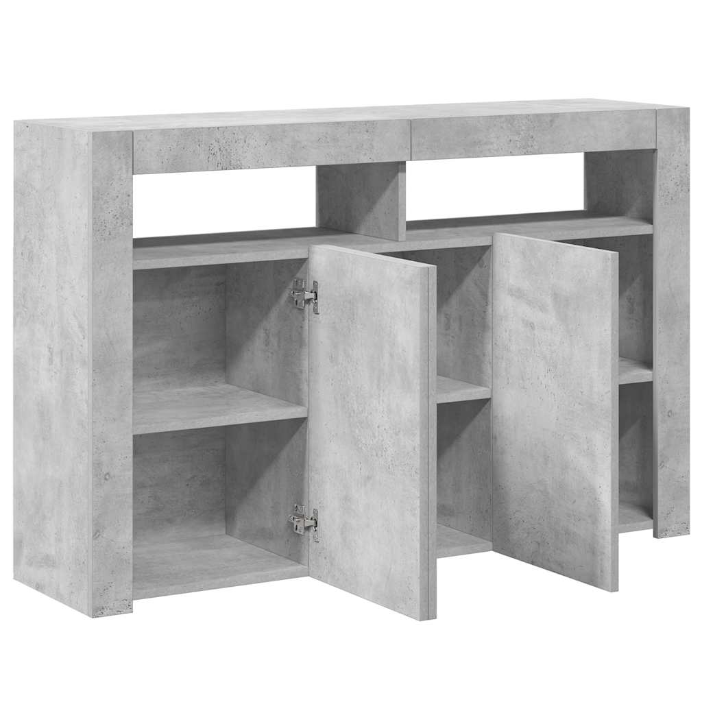 Sideboard with LED Lights Concrete Grey 116x30x75 cm