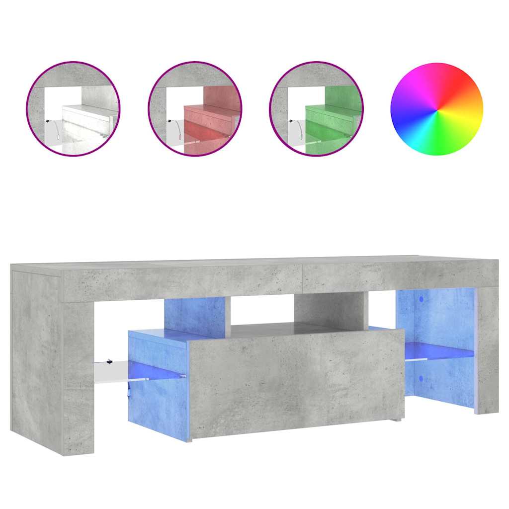 TV Cabinet with LED Lights Concrete Grey 120x35x40 cm