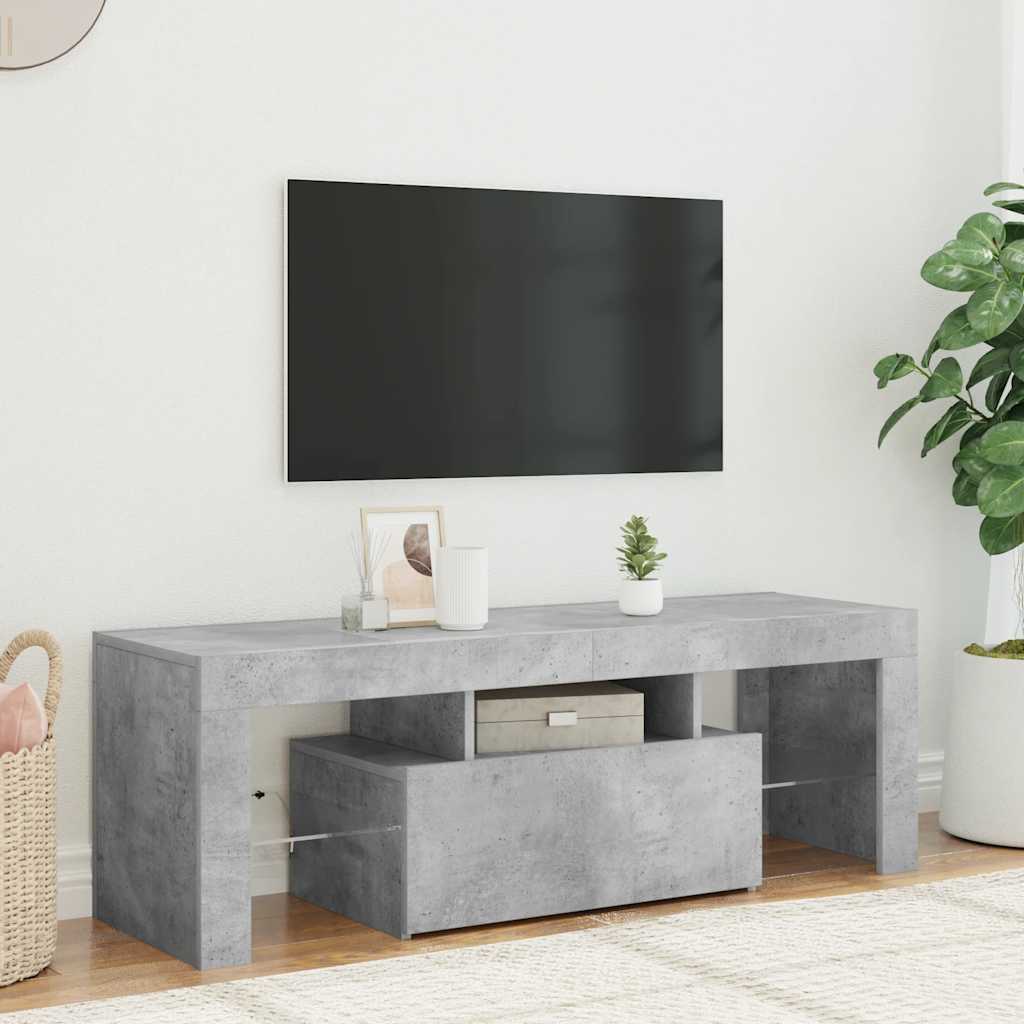 TV Cabinet with LED Lights Concrete Grey 120x35x40 cm