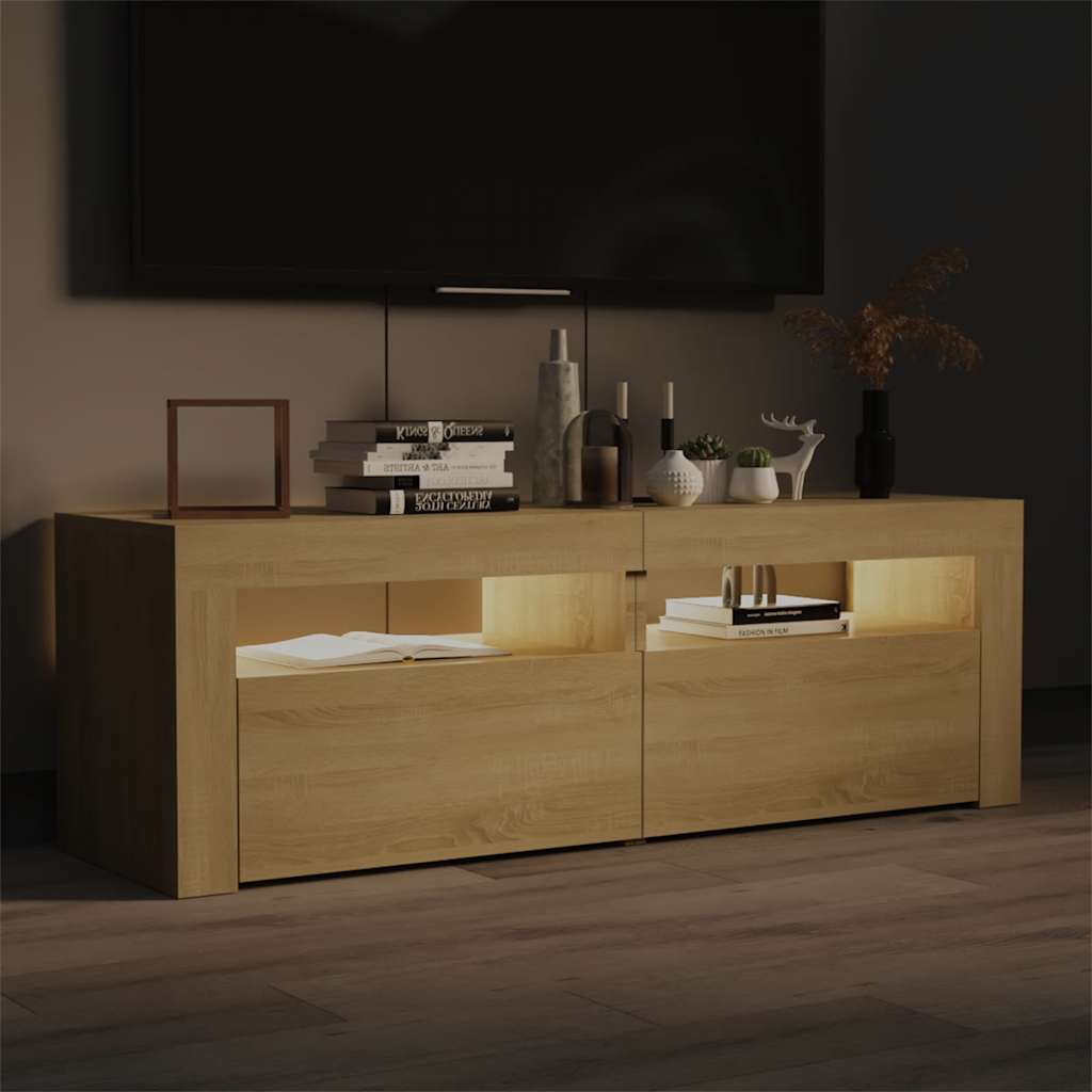 TV Cabinet with LED Lights Sonoma Oak 120x35x40 cm