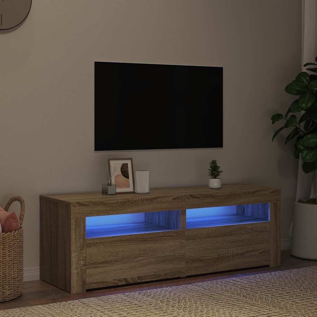 TV Cabinet with LED Lights Sonoma Oak 120x35x40 cm