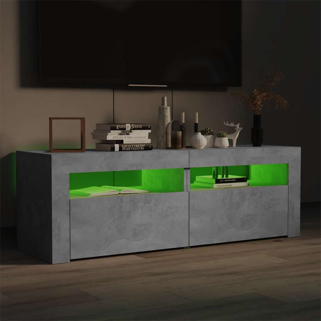TV Cabinet with LED Lights Concrete Grey 120x35x40 cm
