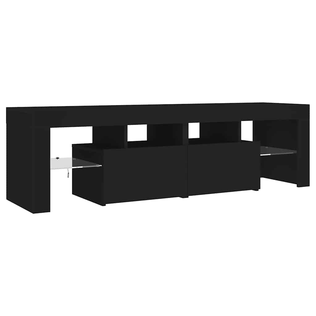 TV Cabinet with LED Lights Black 140x36.5x40 cm