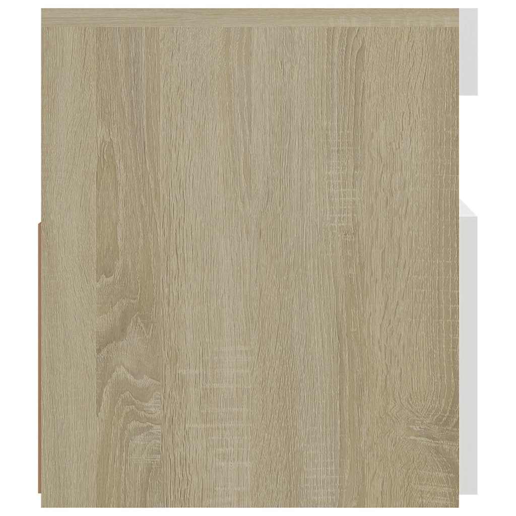 TV Cabinet with LED Lights White and Sonoma Oak 120x35x40 cm
