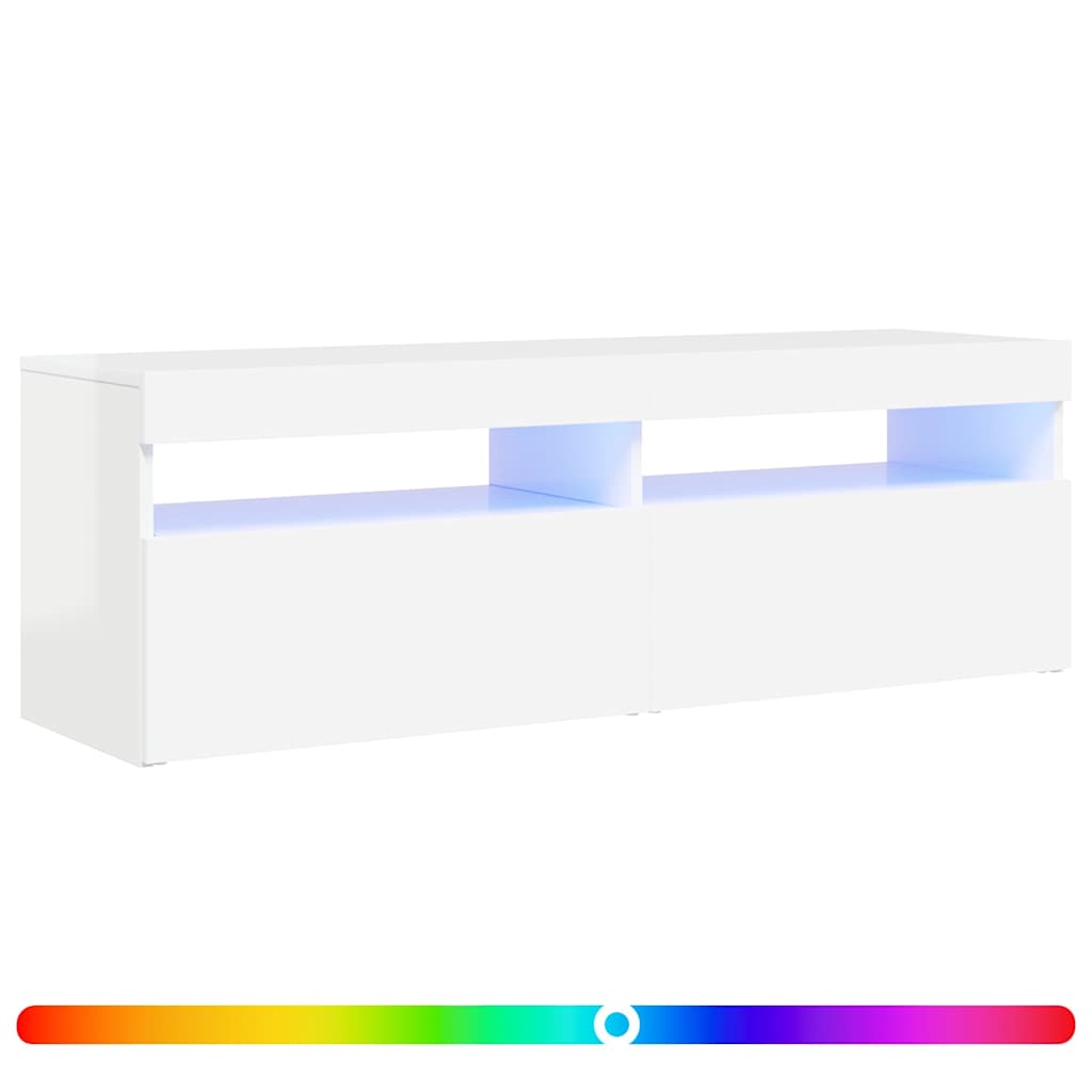 TV Cabinet with LED Lights High Gloss White 120x35x40 cm