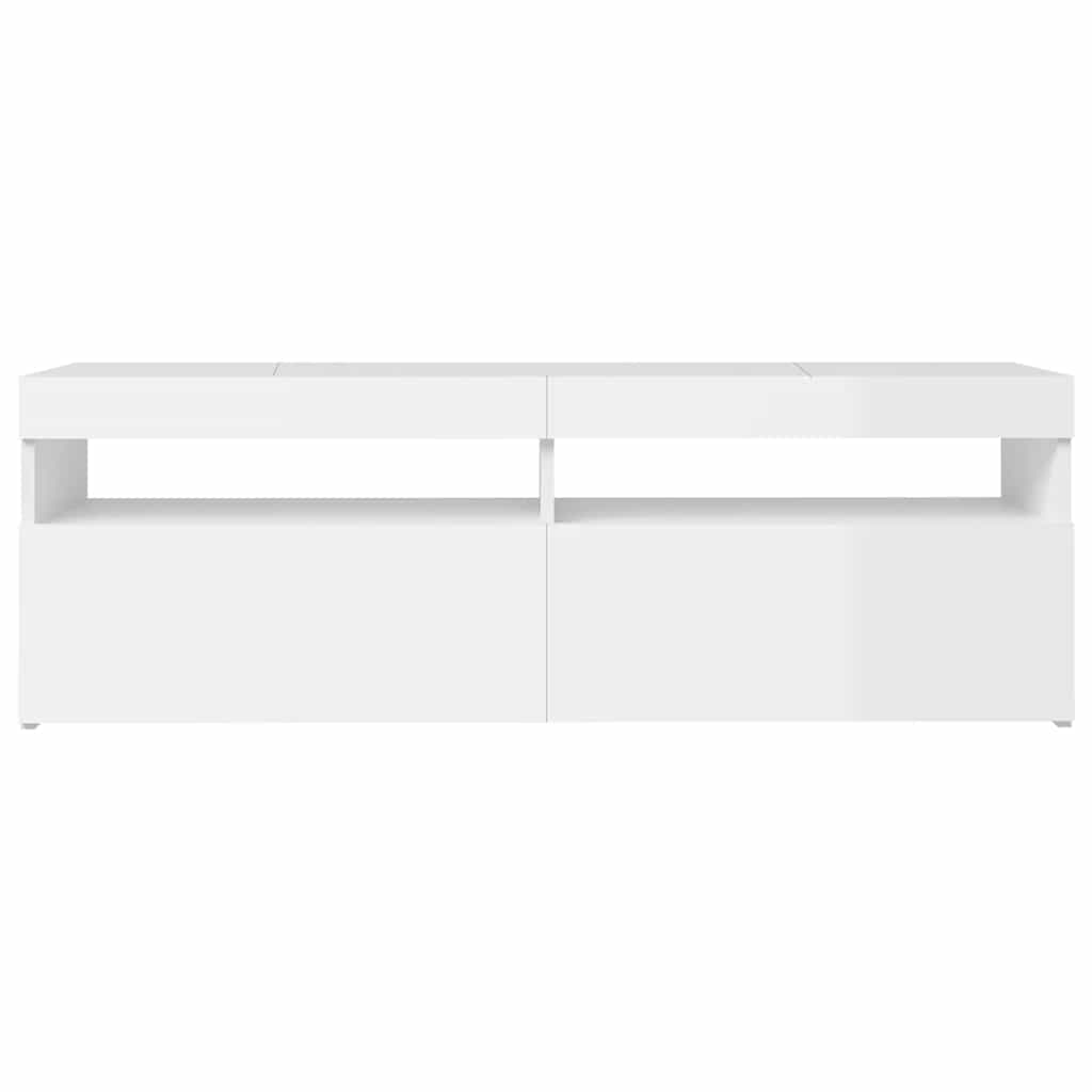 TV Cabinet with LED Lights High Gloss White 120x35x40 cm
