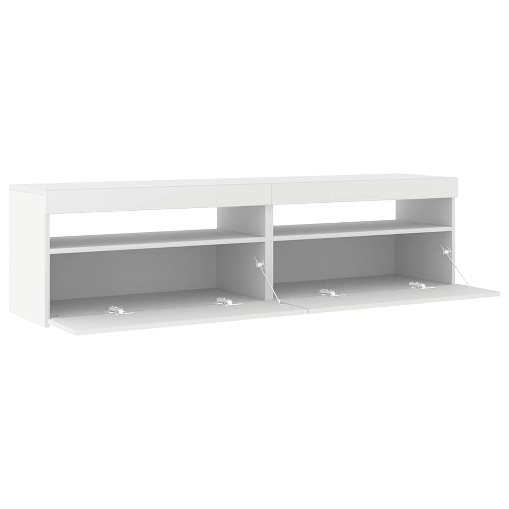 2 Piece TV Cabinet Set with LED Lights White 75x35x40 cm