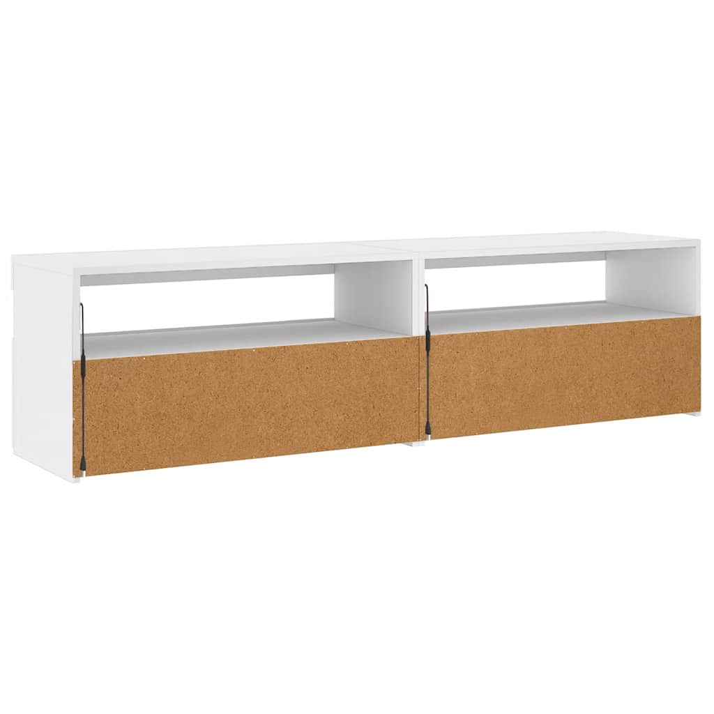 2 Piece TV Cabinet Set with LED Lights White 75x35x40 cm