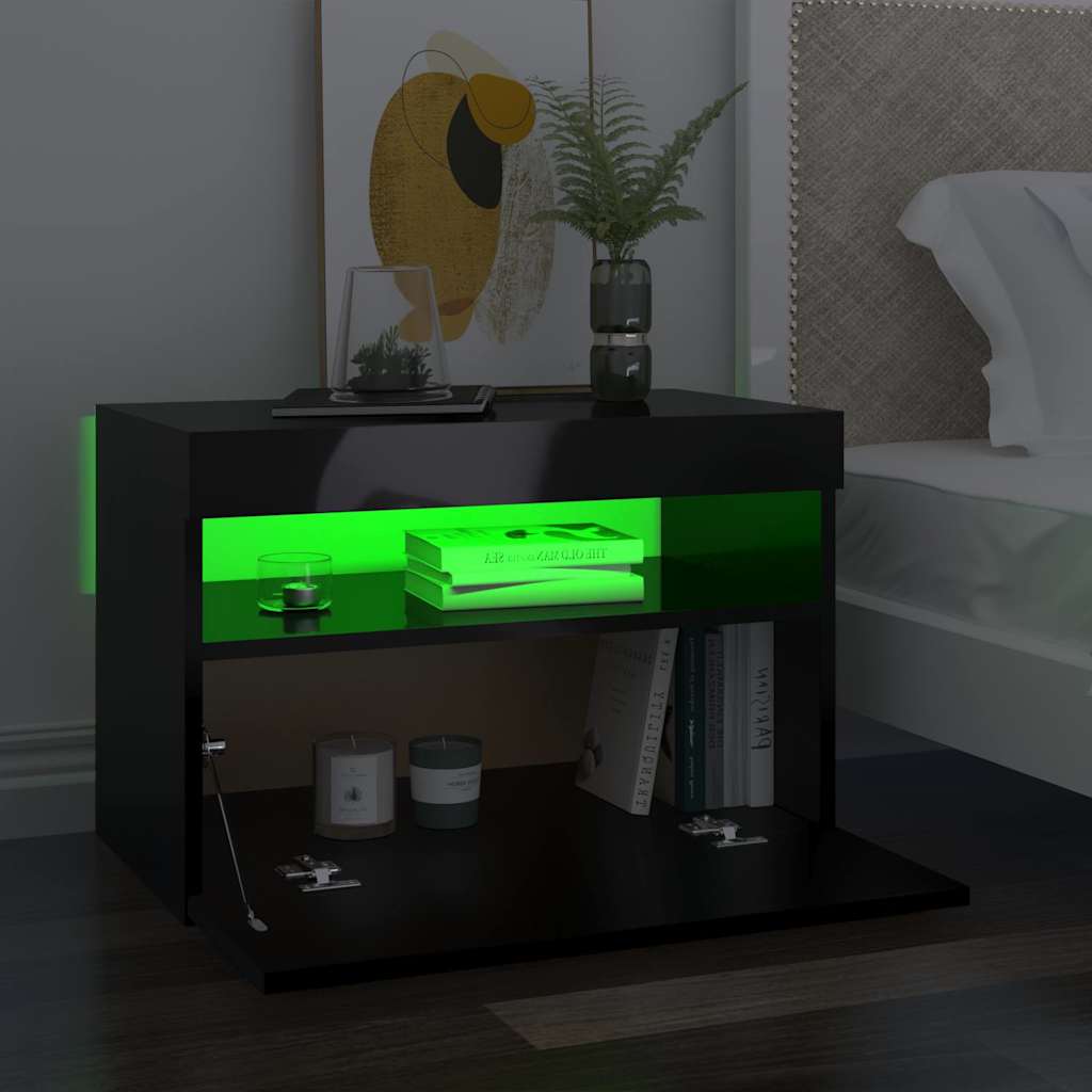 TV Cabinets with LED Lights 2 pcs High Gloss Black 60x35x40 cm