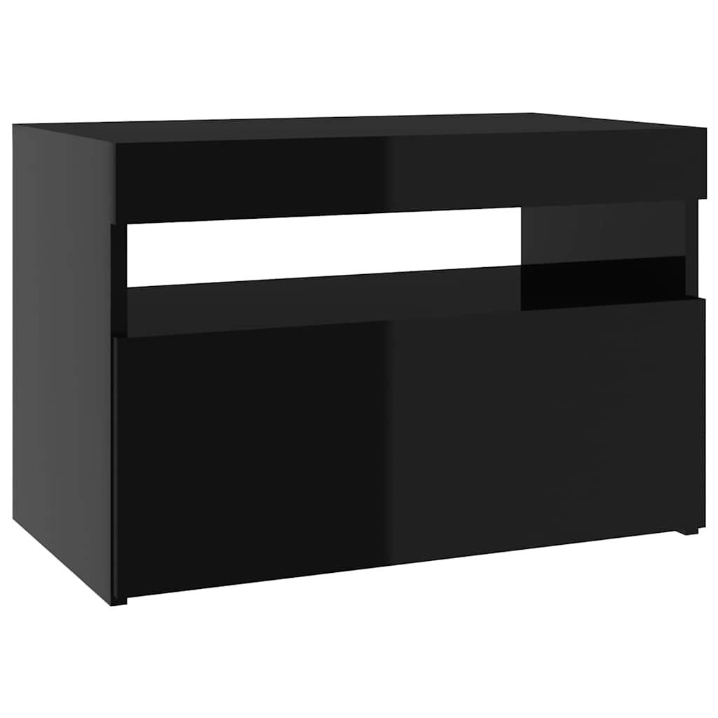 TV Cabinets with LED Lights 2 pcs High Gloss Black 60x35x40 cm