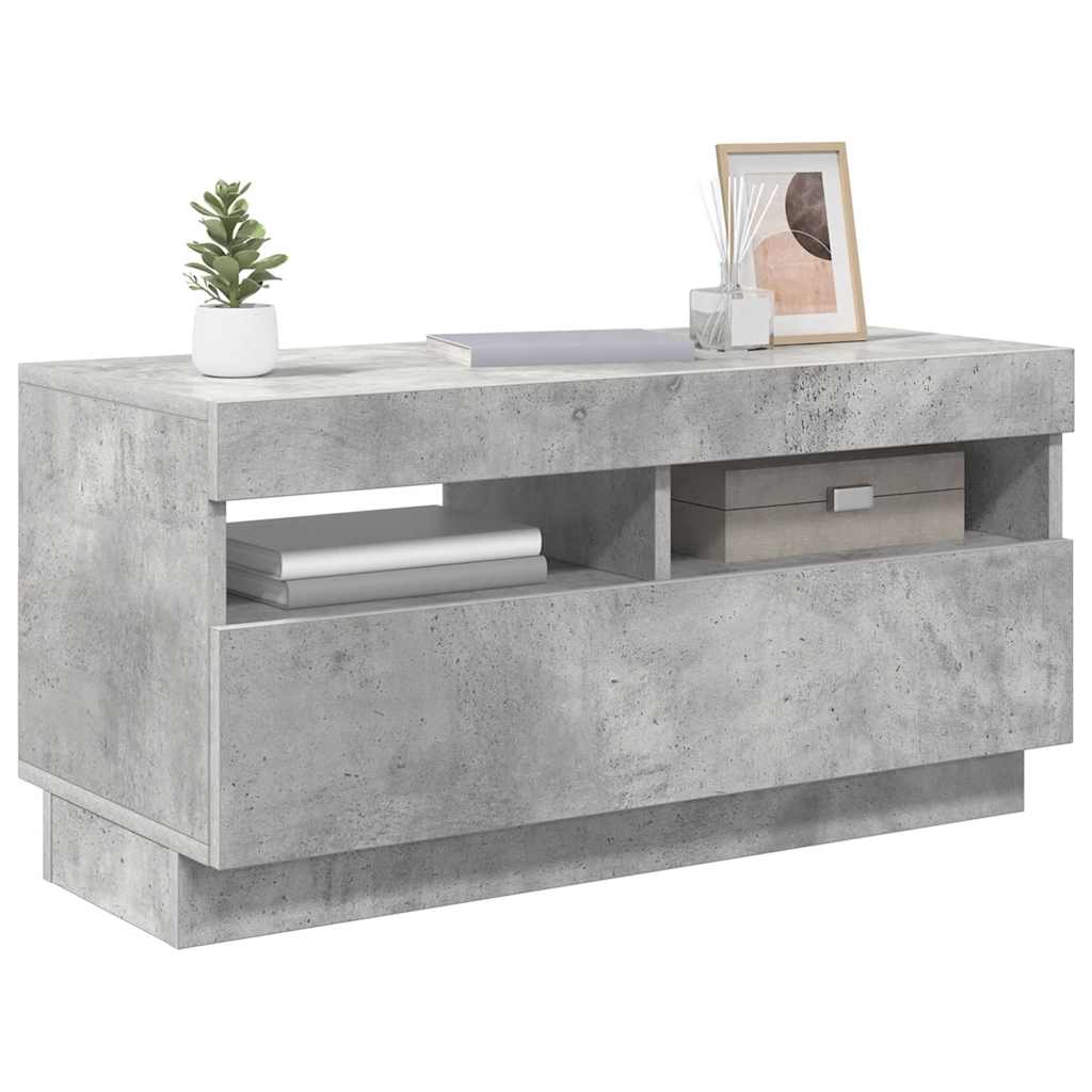 TV Cabinet with LED Lights Concrete Grey 80x35x40 cm