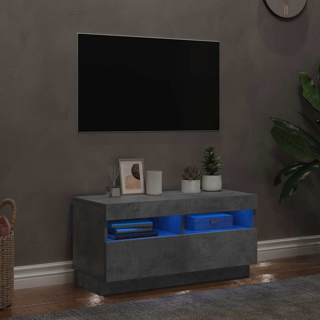 TV Cabinet with LED Lights Concrete Grey 80x35x40 cm