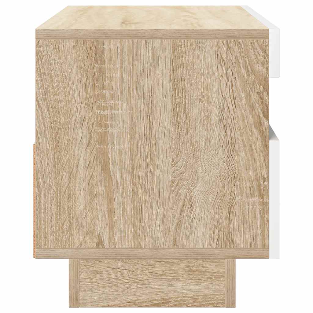 TV Cabinet with LED Lights White and Sonoma Oak 80x35x40 cm