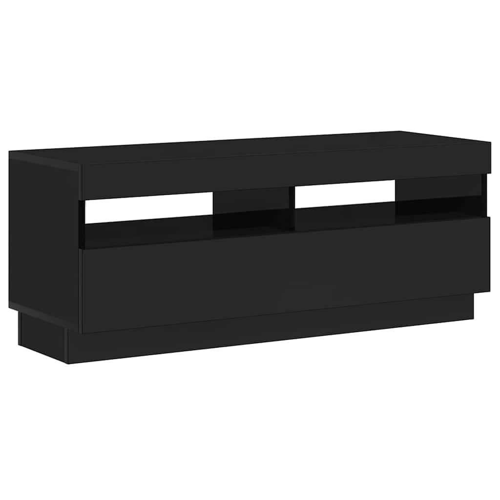 TV Cabinet with LED Lights High Gloss Black 100x35x40 cm
