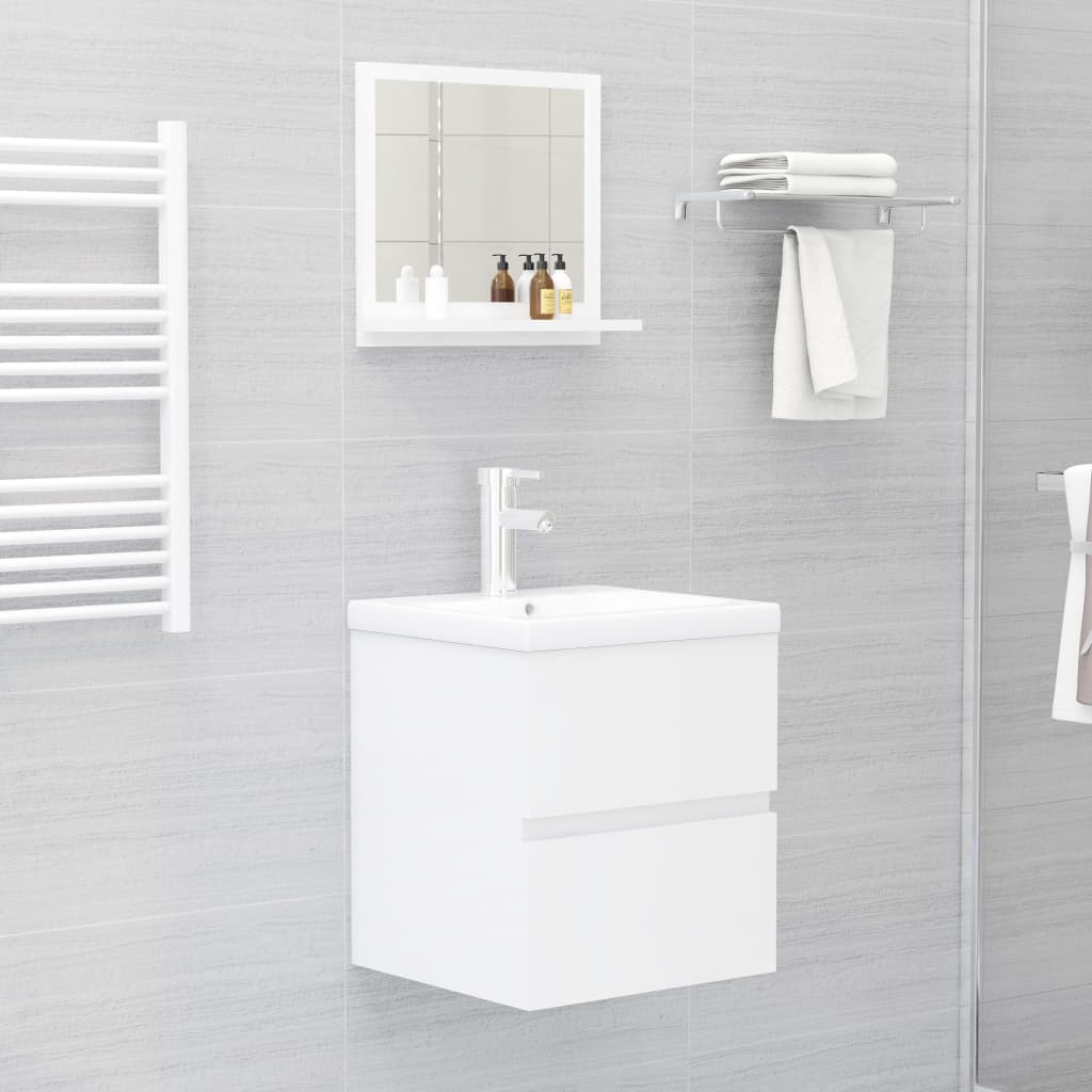 Bathroom Mirror High Gloss White 40x10.5x37 cm Engineered Wood