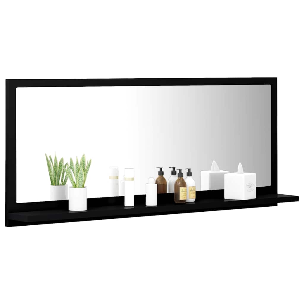 Bathroom Mirror Black 90x10.5x37 cm Engineered Wood