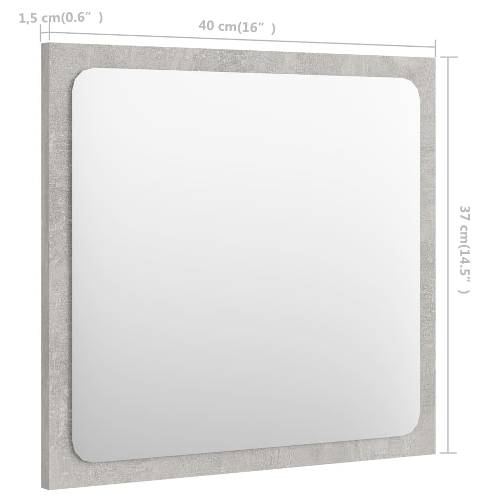 Bathroom Mirror Concrete Grey 40x1.5x37 cm Engineered Wood