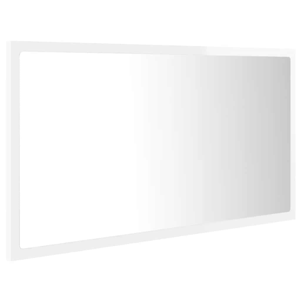 LED Bathroom Mirror High Gloss White 80x8.5x37 cm Acrylic