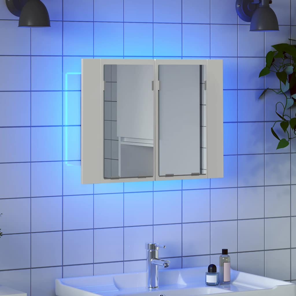 LED Bathroom Mirror Cabinet White 60x12x45 cm Acrylic