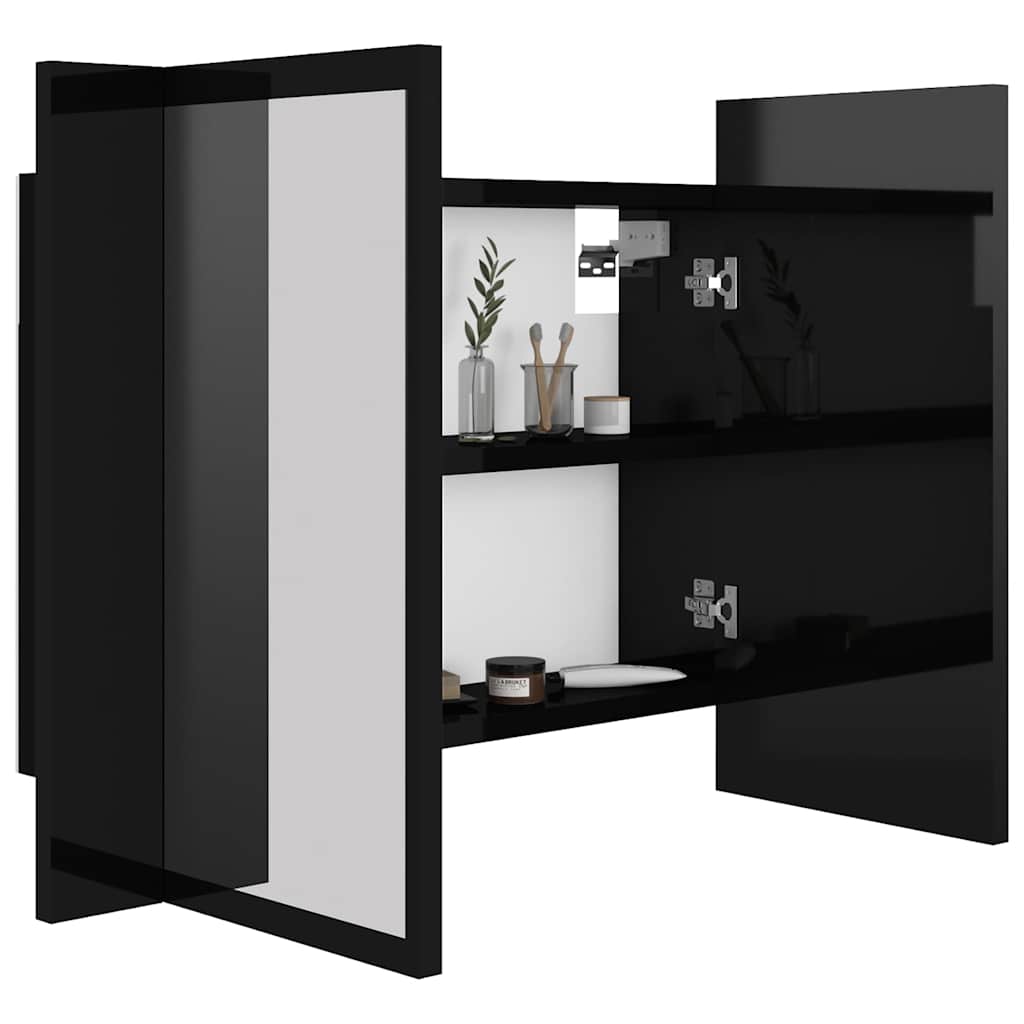 LED Bathroom Mirror Cabinet High Gloss Black 60x12x45 cm Acrylic