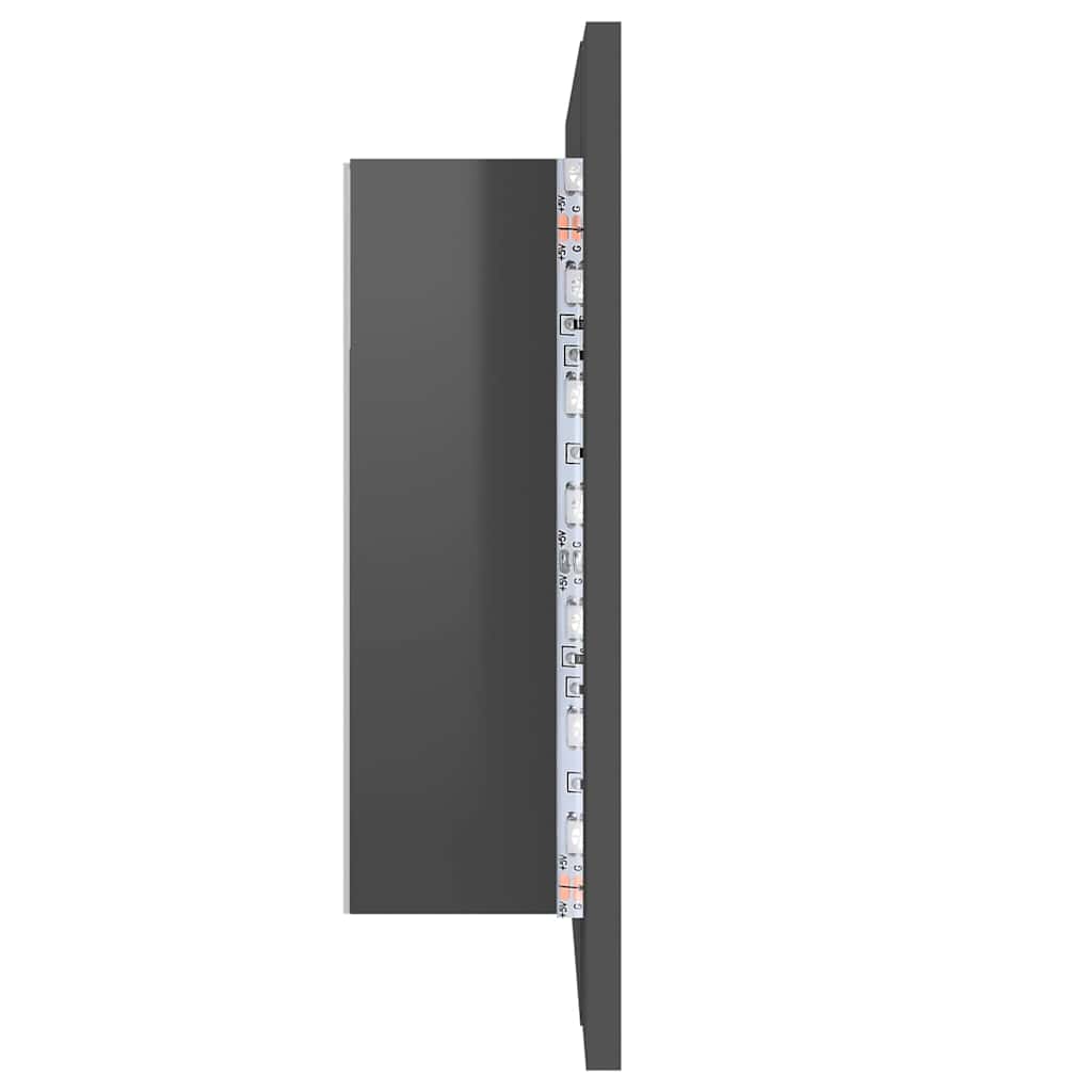 LED Bathroom Mirror Cabinet High Gloss Grey 60x12x45 cm Acrylic