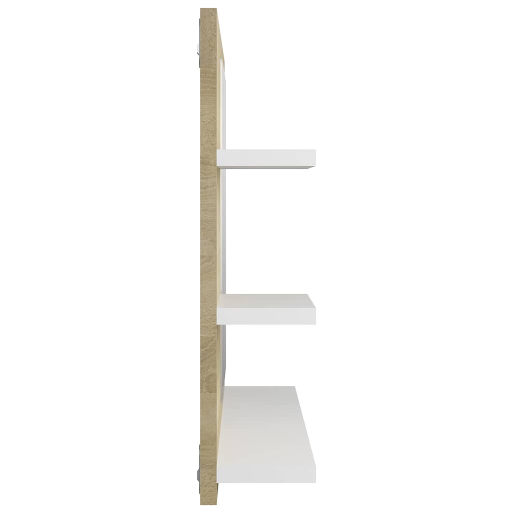 Bathroom Mirror White and Sonoma Oak 60x10.5x45 cm Engineered Wood