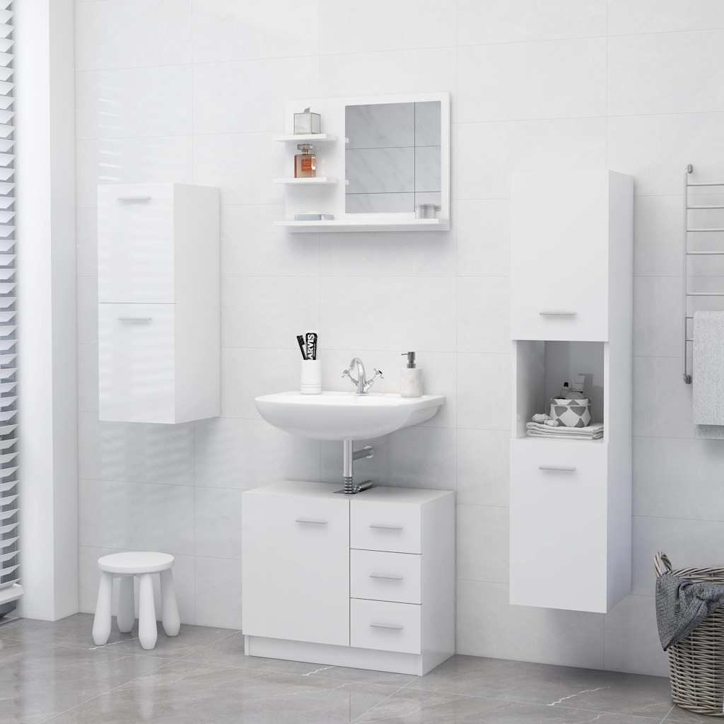 Bathroom Mirror High Gloss White 60x10.5x45 cm Engineered Wood
