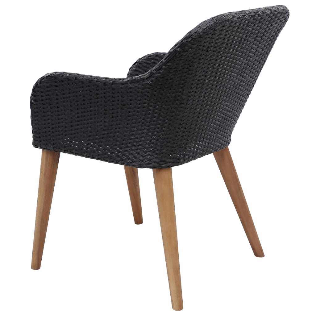 7 Piece Garden Dining Set Poly Rattan Black