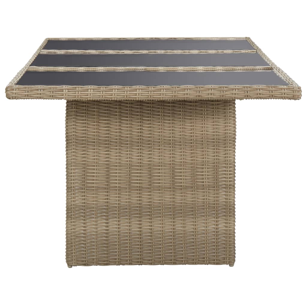 7 Piece Garden Dining Set Poly Rattan Brown