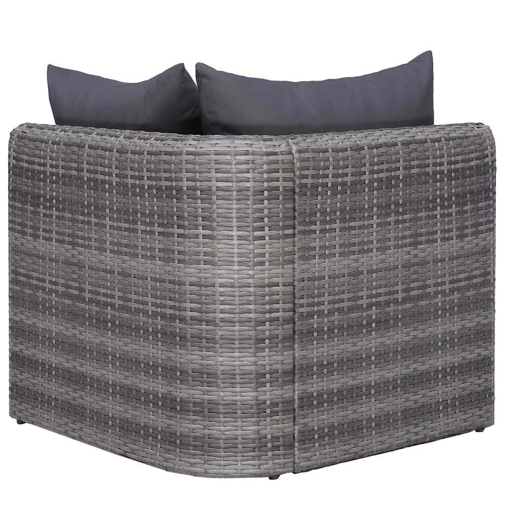 9 Piece Garden Lounge Set with Cushions Poly Rattan Grey