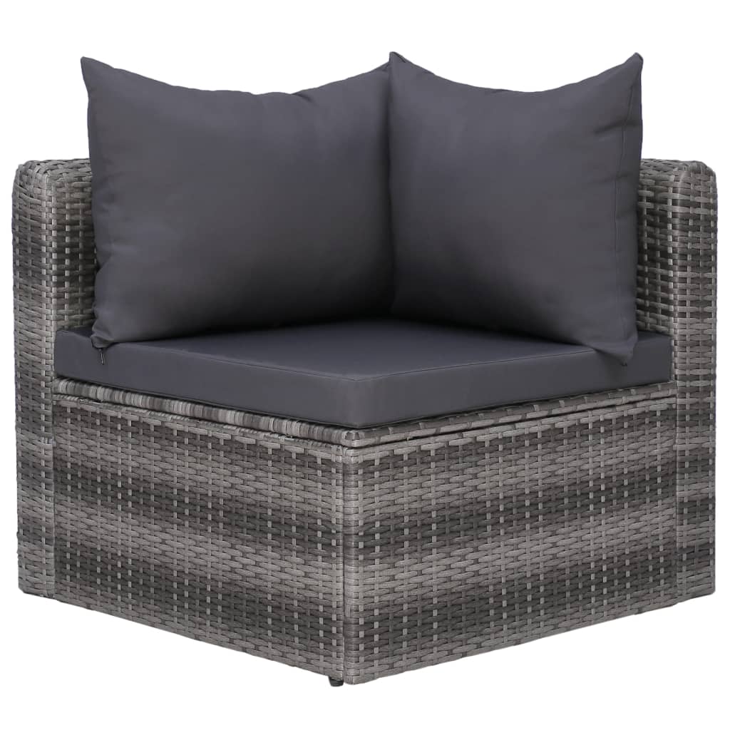 7 Piece Garden Lounge Set with Cushions Poly Rattan Grey