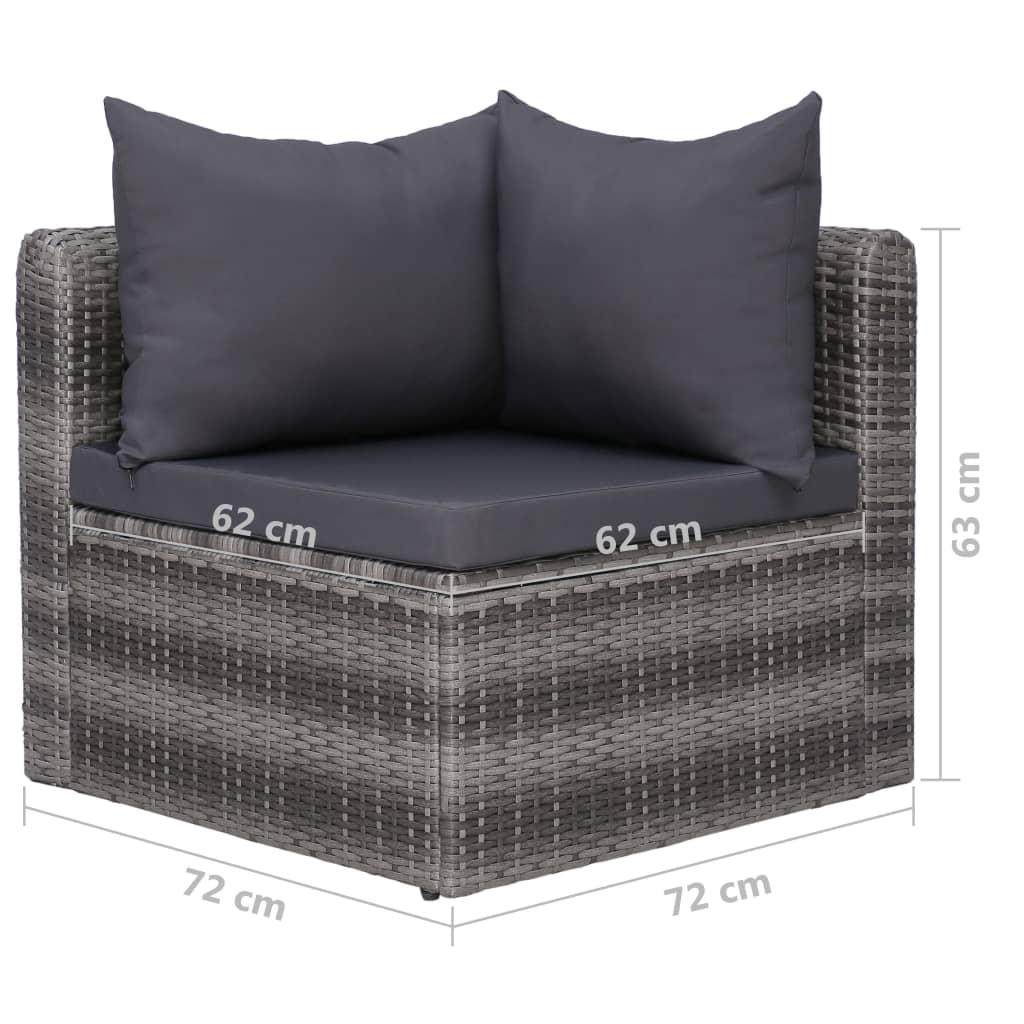7 Piece Garden Lounge Set with Cushions Poly Rattan Grey