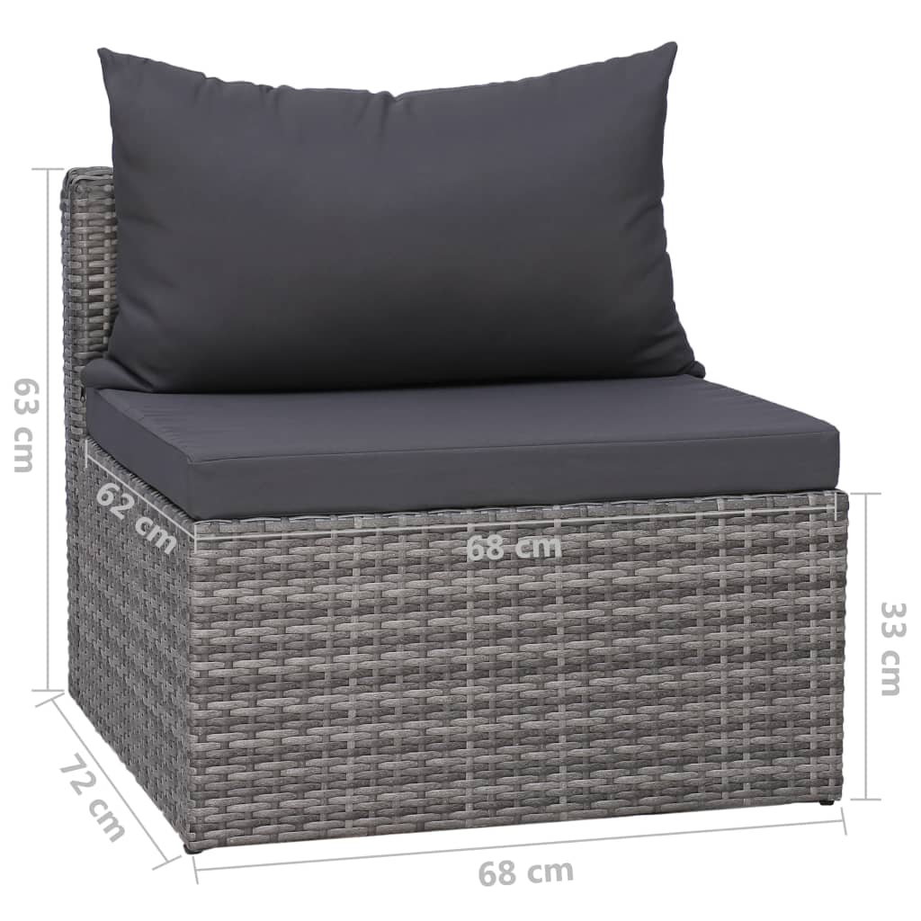 7 Piece Garden Lounge Set with Cushions Poly Rattan Grey