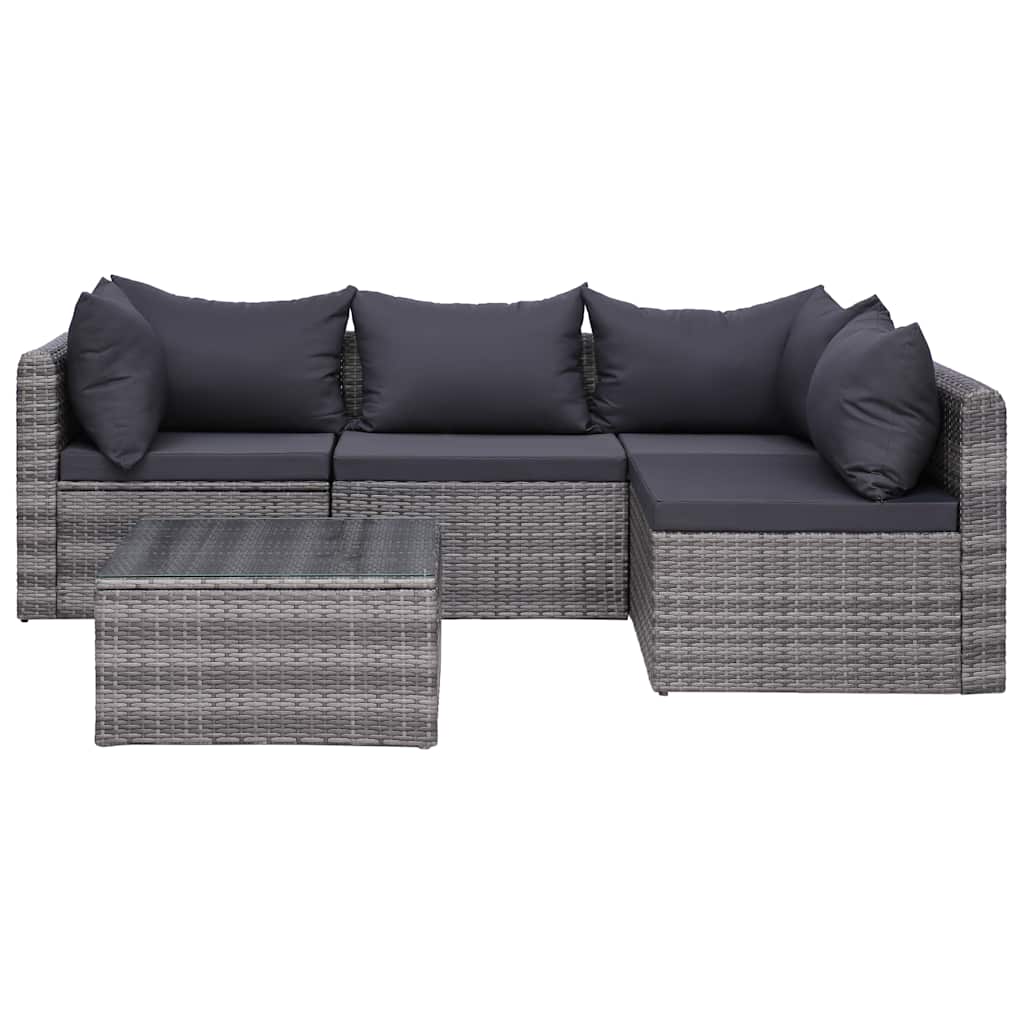 7 Piece Garden Lounge Set with Cushions Poly Rattan Grey