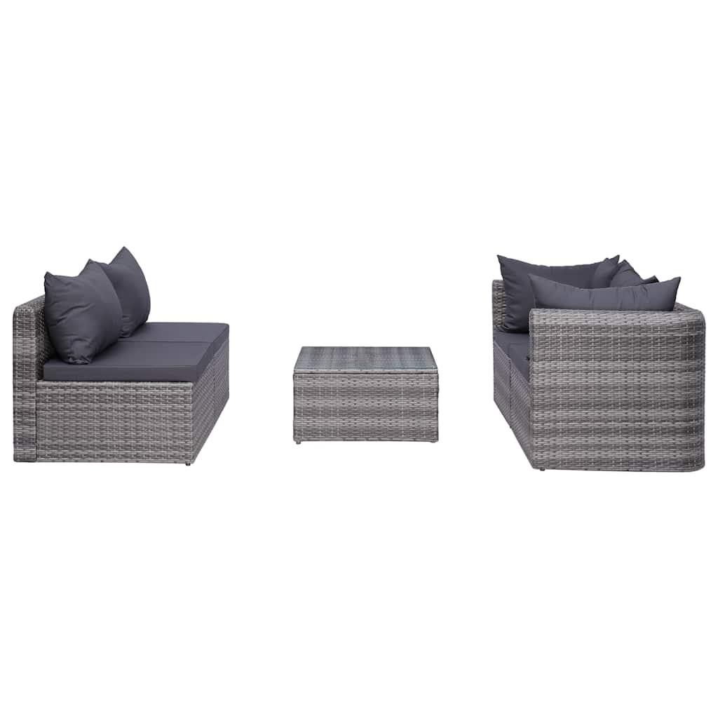 7 Piece Garden Lounge Set with Cushions Poly Rattan Grey