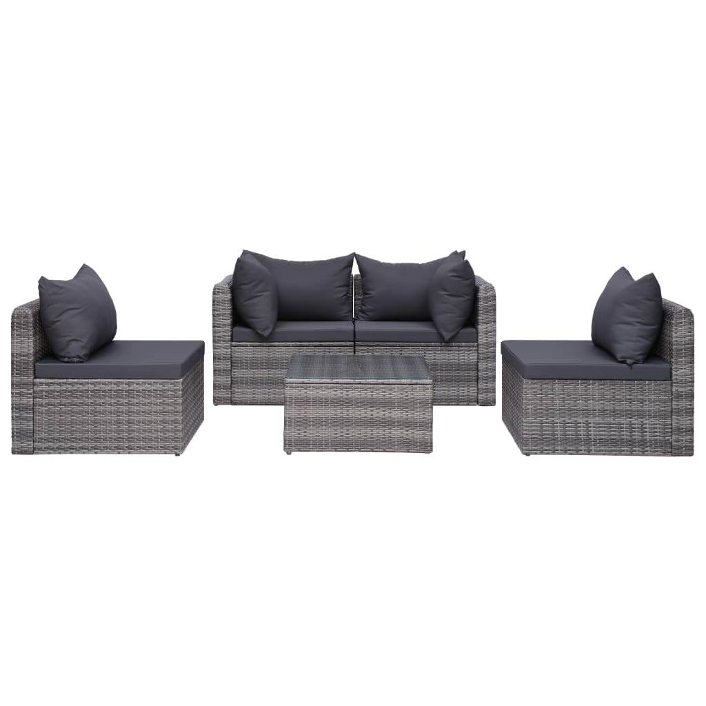 9 Piece Garden Lounge Set with Cushions Poly Rattan Grey