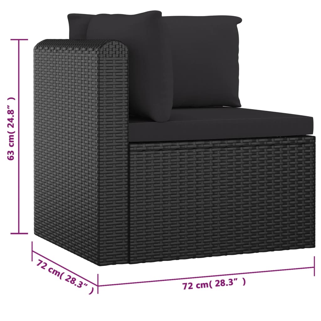 9 Piece Garden Lounge Set with Cushions Poly Rattan Black