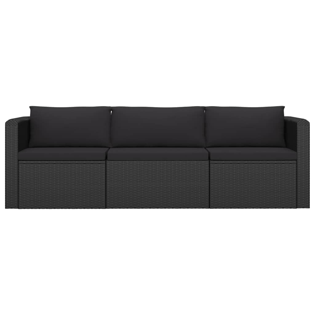 10 Piece Garden Lounge Set with Cushions Poly Rattan Black