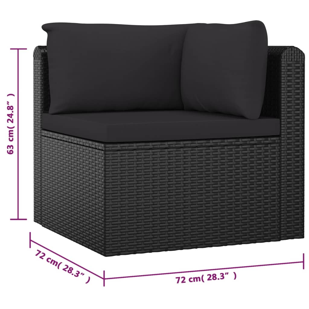 10 Piece Garden Lounge Set with Cushions Poly Rattan Black